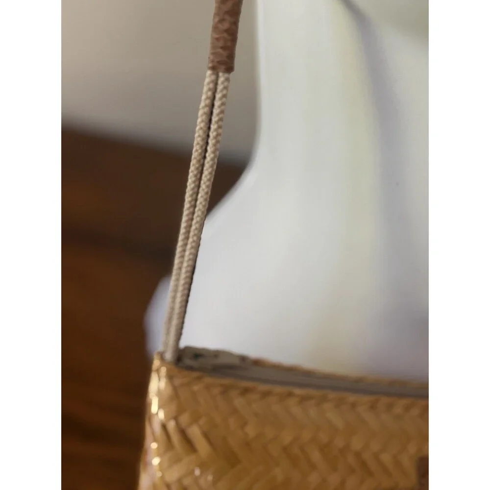 Vintage Georgetown Leather Design Straw Tan Leather Appliqué Purse Shoulder Bag